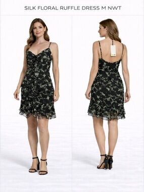 SECRET MISSION SILK FLORAL RUFFLE DRESS M NWT